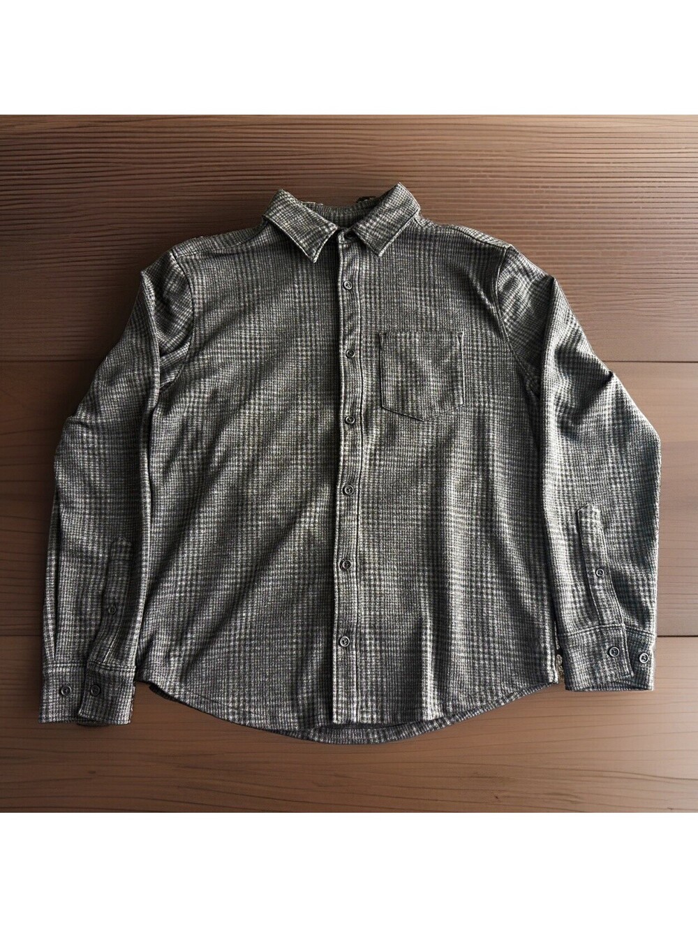 VRST Men's Small Charcoal Gray Glen Plaid Soft Long Sleeve Flannel Stretch